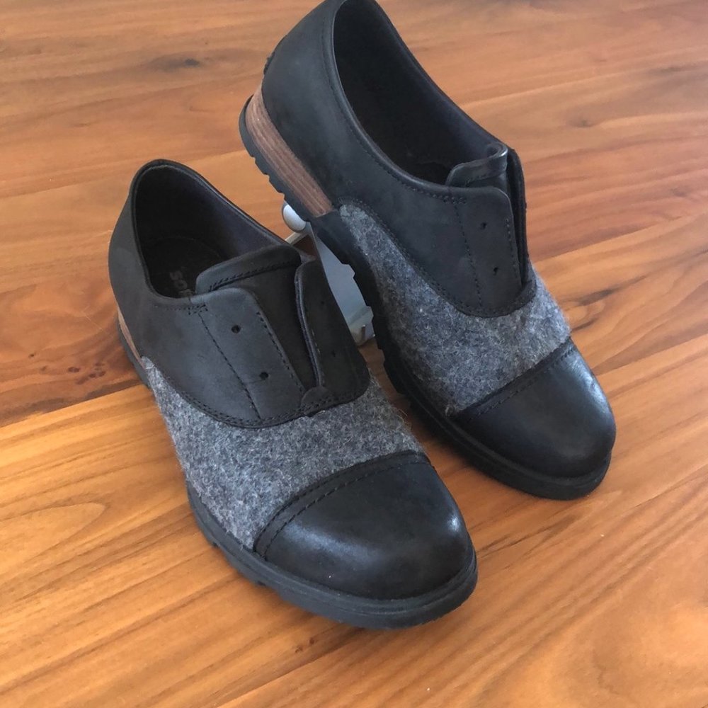 Sorel Major Leather Wool Felt Oxford Shoes Women's Size 8